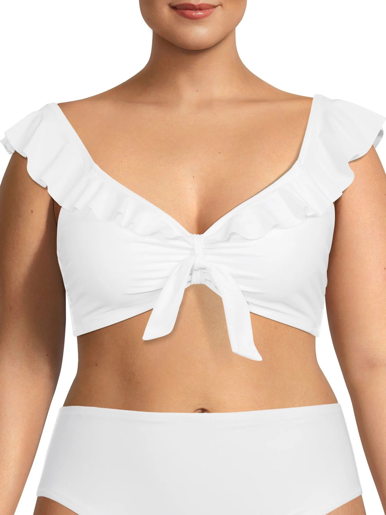 No Boundaries Juniors' Tie Front Triangle Swim Top | Walmart (US)