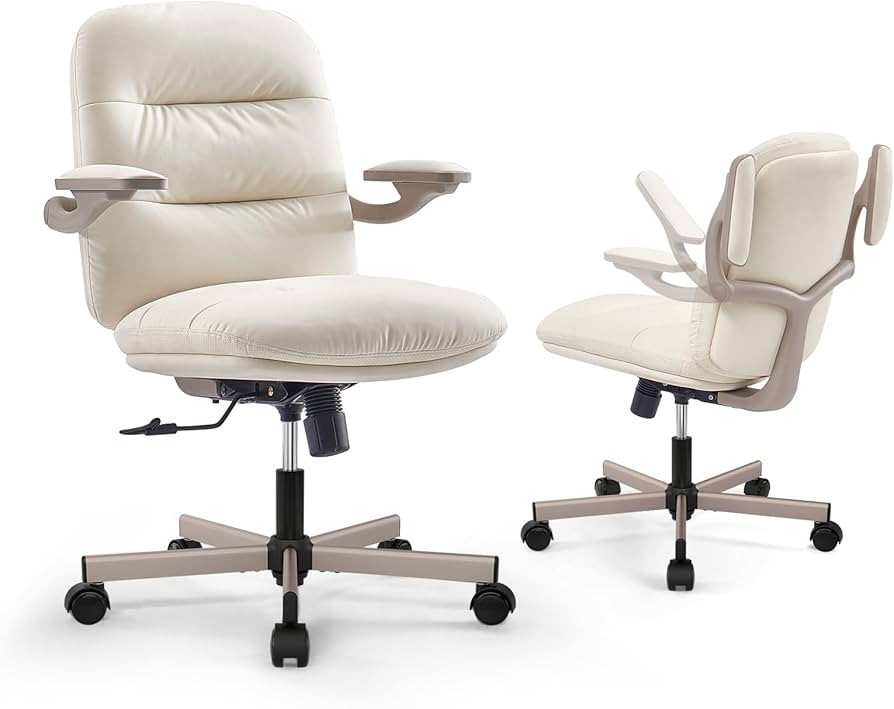EMIAH Office Chair Ergonomic Home Office Desk Chairs with Wheels Mid-Back Vanity Chair with Flip-... | Amazon (US)
