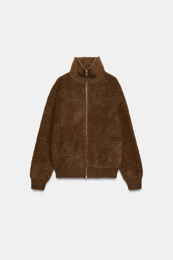 100% BOUCLÉ WOOL BOMBER JACKET | Zara UK