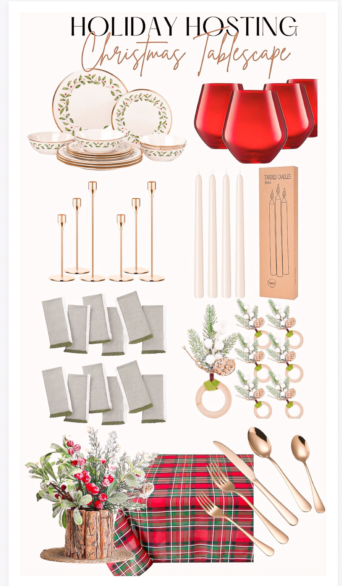 Holiday Hosting 🍷
• Christmas TableScape 

Gift for her, gift for him, gift guide, Christmas party, dinnerware, Lenox , kitchen finds, stocking stuffers, red wine glasses, candle holder, candle sticks , cloth napkins, napkin rings, table cloth, table decor, silverware 

#LTKGiftGuide #LTKHoliday #LTKhome