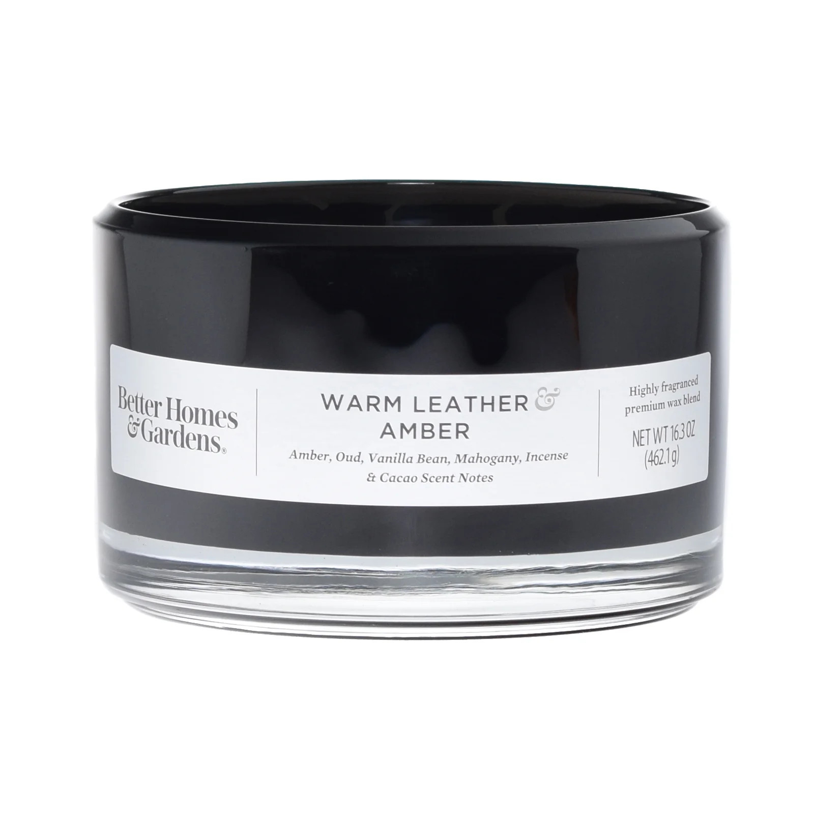 Better Homes & Gardens 16oz Warm Leather & Amber Scented 3-Wick Glass Dish Candle | Walmart (US)