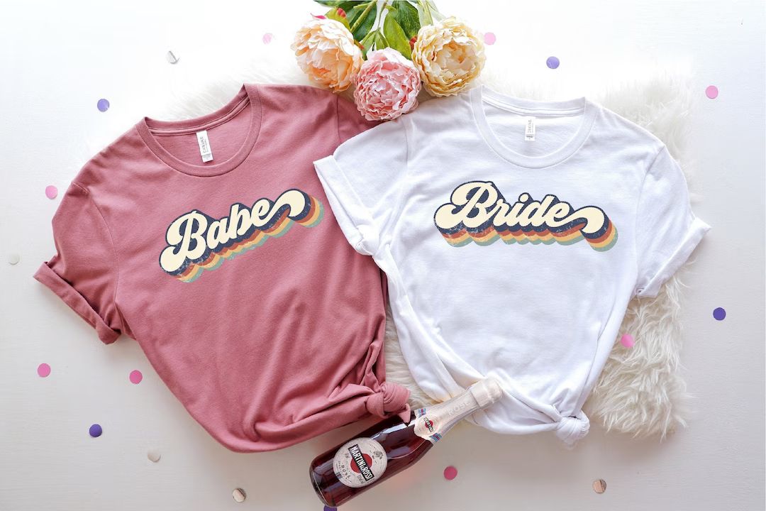 Wine Bachelorette Party Shirts, Bachelorette Party Shirts, Retro Bride Babe Shirt, Bride Shirt, T... | Etsy (US)