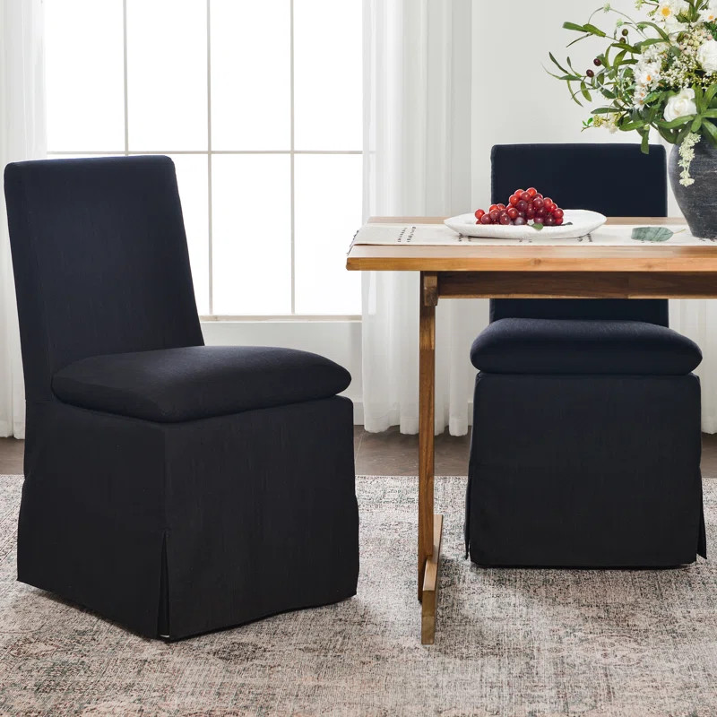 20" Wide Performance Fabric Slipcover Upholstered Dining Side Chair With Casters (Set of 2) | Wayfair North America
