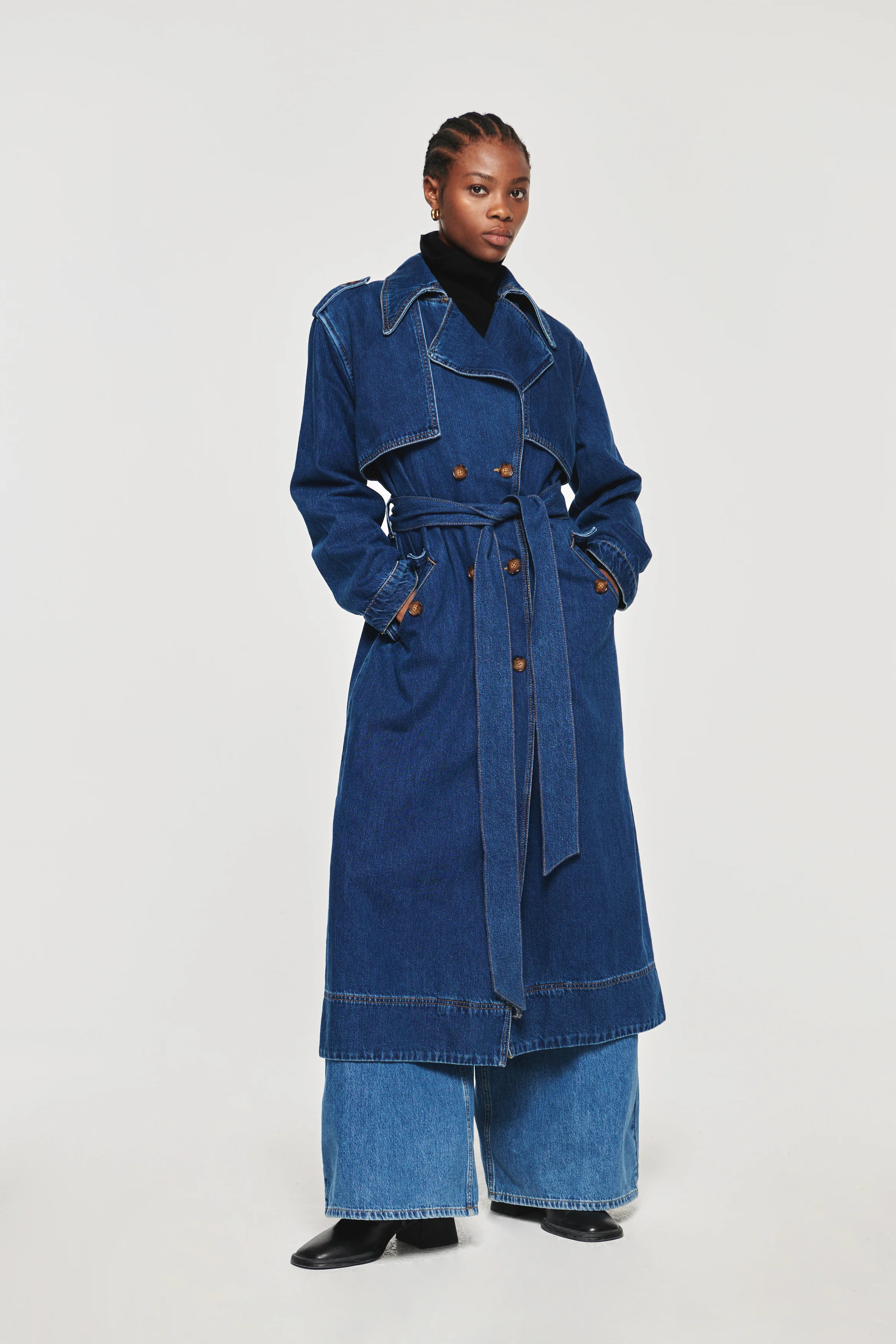 Jamison | Mid Wash Denim Trench Coat | ALIGNE | ALIGNE USA