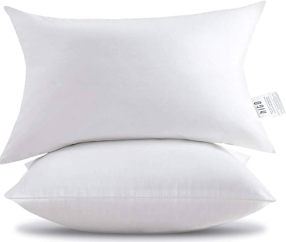 HITO 12x20 Pillow Inserts (Set of 2)- 100% Cotton Covering Down Alternative Throw Pillows White f... | Amazon (US)
