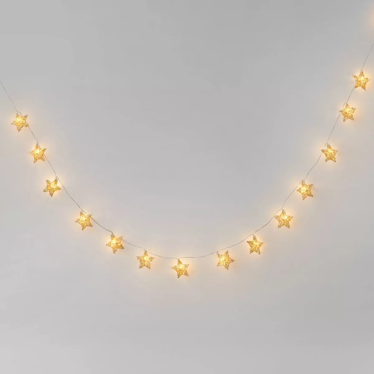 8' Christmas Gold Star 15 LED Battery Operated String Light - Wondershop™ | Target