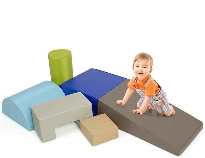 Costzon 6-Piece Kids Crawl and Climb Foam Play Set, Colorful Baby’s Foam Blocks to Crawling, Cl... | Amazon (US)