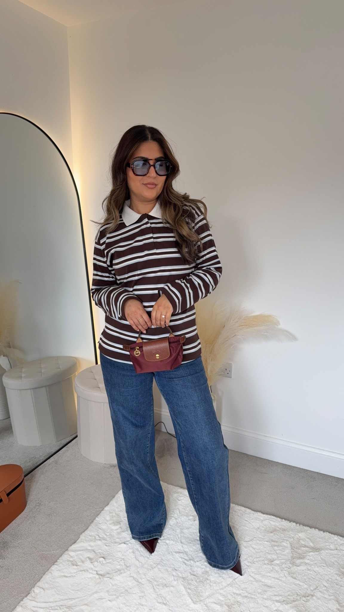 Brown striped rugby long sleeve top new look 

#LTKmodest #LTKautumn