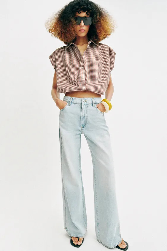 CROPPED GINGHAM SHIRT | Zara US