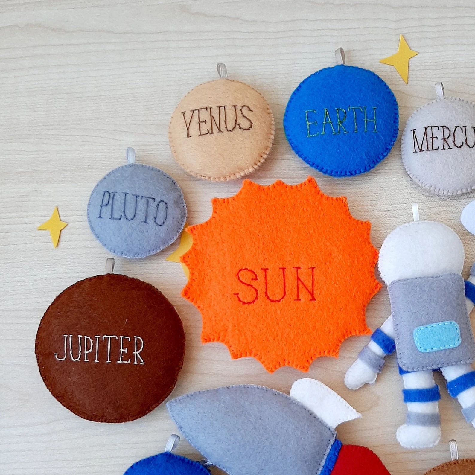 Felt Solar System Planets With Dwarf Planets Set Stuffed Planets With Names Planets Garland Space... | Etsy (US)