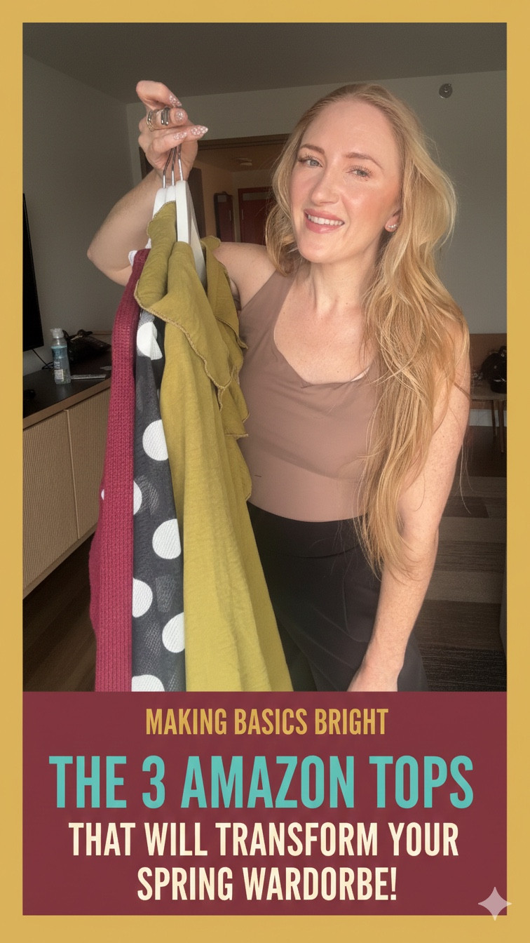 Title: 3 Colorful Amazon Tops for Spring 🌈 | Making Basics Bright

Stop the "Sad Beige" cycle! These three Amazon finds are perfect favorites for adding a pop of color to a simple wardrobe. All are under $30 and fit true to size (I’m wearing a medium in all three, 140 lbs and 5’7” for reference)! 

Everything is linked below! 👇

#LTKgrwm #LTKOver40 #LTKootd