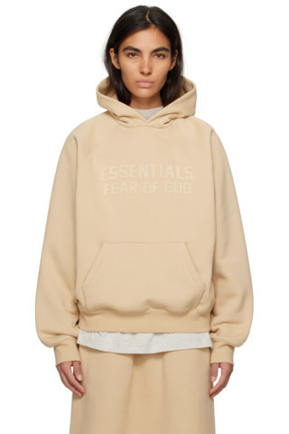 Essentials - Beige Raglan Hoodie | SSENSE