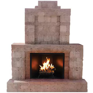 RumbleStone 84 in. x 38.5 in. x 94.5 in. Outdoor Stone Fireplace in Greystone | The Home Depot