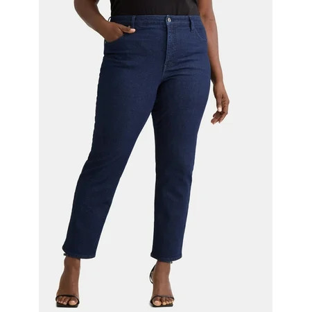 Terra & Sky Women s Plus Size Straight High Rise Jeans Sizes 14W-34W | Walmart (US)