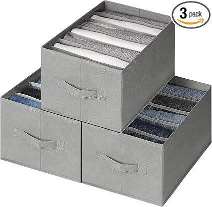 Large Wardrobe Clothes Organizer, 3 Pack 17 Grids Closet Organizers and Storage with Handles, Fol... | Amazon (US)