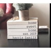 Books With Names On Spine, Stamped Books, Book Stack, Book Decor, Books Names, Sets, Stamped Stack,  | Etsy (US)