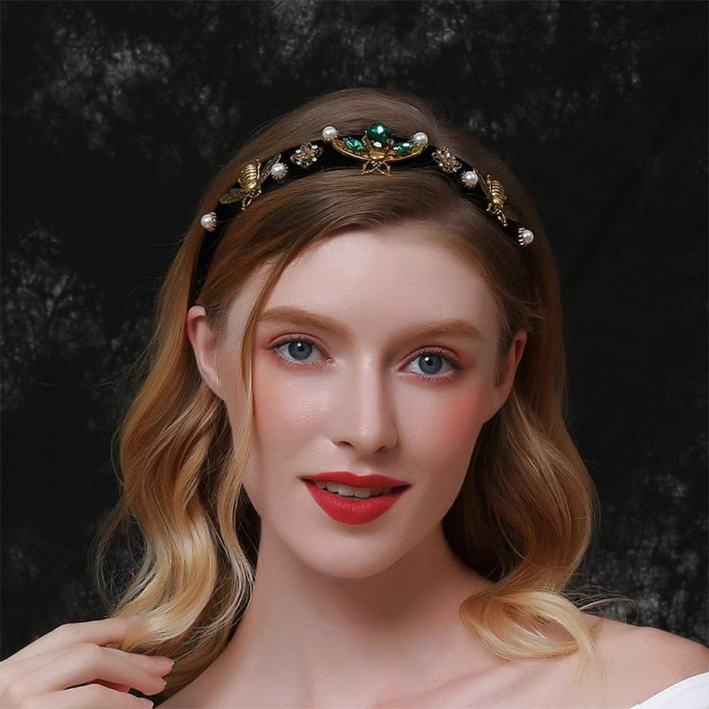Aimimier Baroque Crystal Headband Bridal Vintage Pearl Gemstone Bee Embellished Tiara Crown Luxur... | Amazon (US)