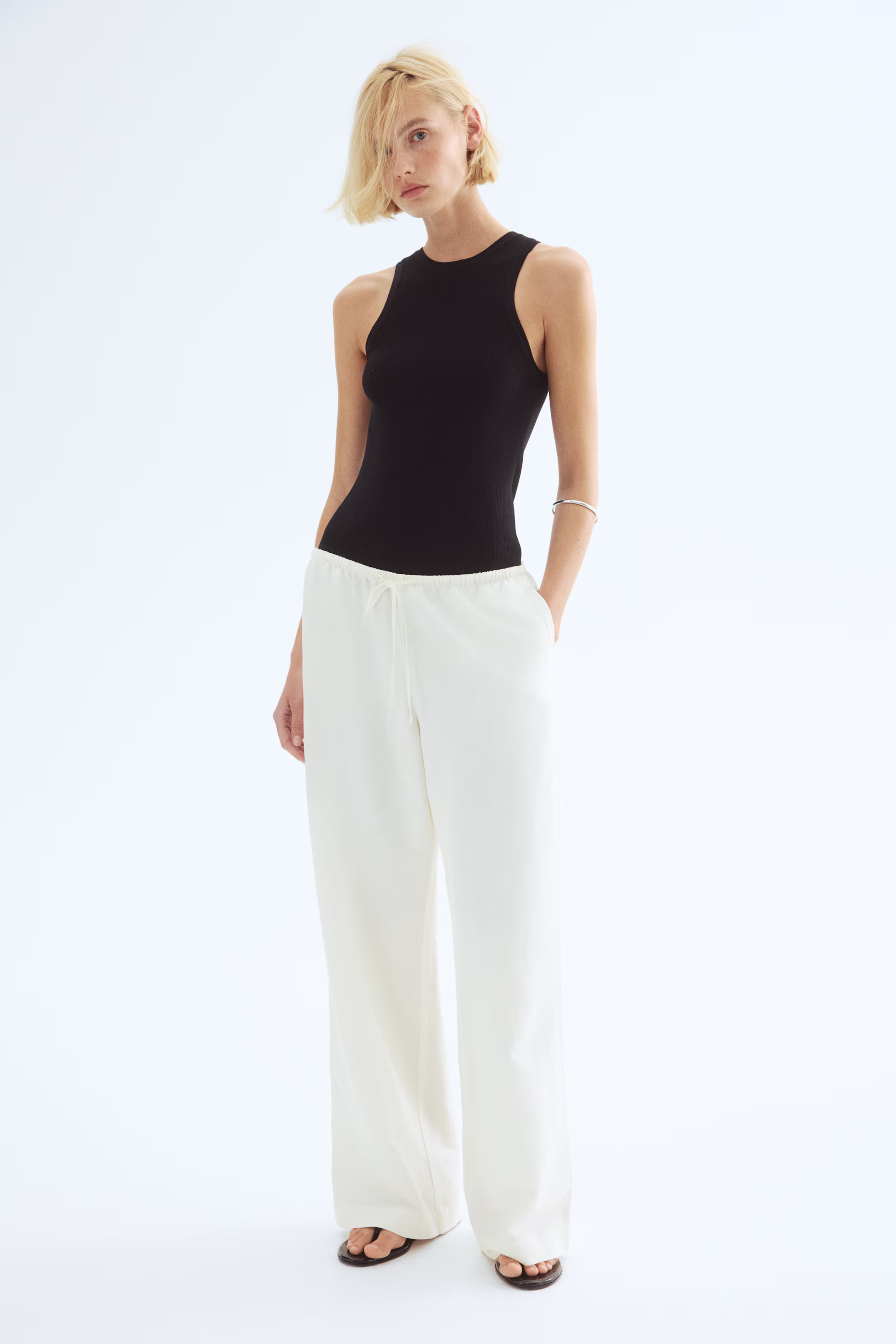 Straight linen-blend trousers | H&M (UK, MY, IN, SG, PH, TW, HK)