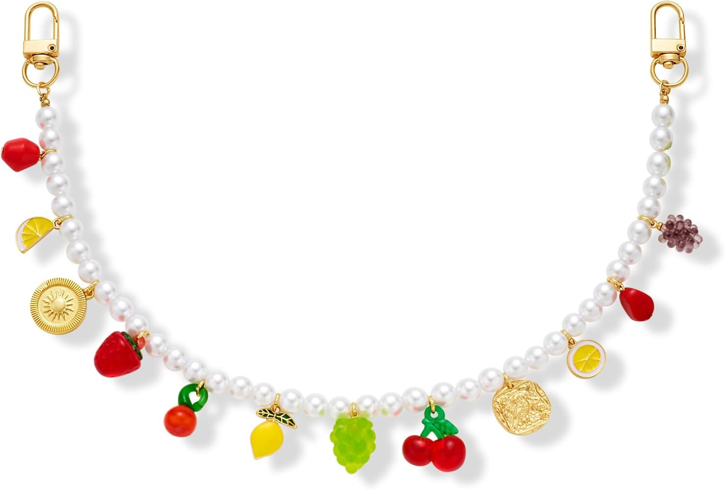 Cute Fruit Bag Charms For Handbags Pearl Strand With Mulit Cherry Lemon Strawberry Grape Charms A... | Amazon (US)