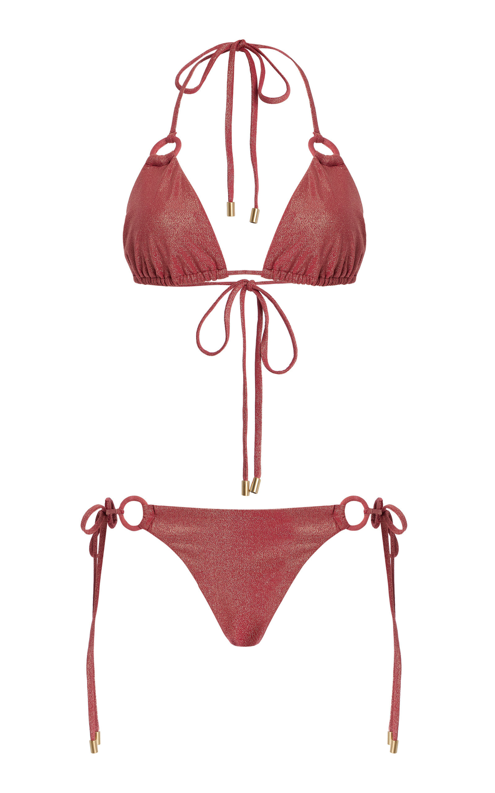 Zimmermann - Rhiannon Metallic Triangle Bikini Set - Pink - 0 - Moda Operandi | Moda Operandi (Global)