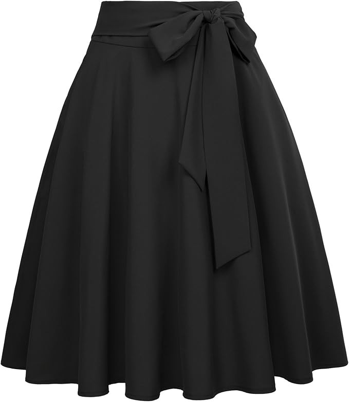 Belle Poque Women's High Waist A-Line Pockets Skirt Skater Flared Midi Skirt | Amazon (US)
