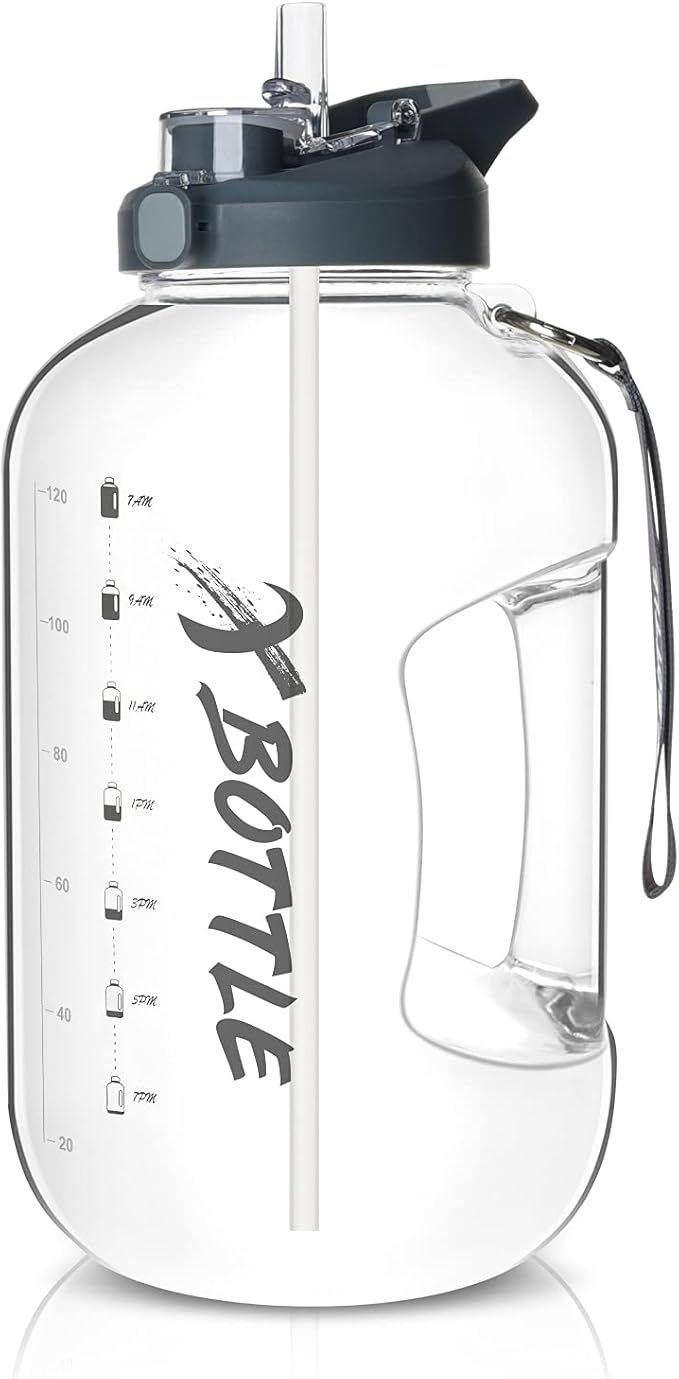 1 Gallon Water Bottle with Straw & Chug lid (optional), BPA Free Dishwasher Safe 128oz Large Wate... | Amazon (US)