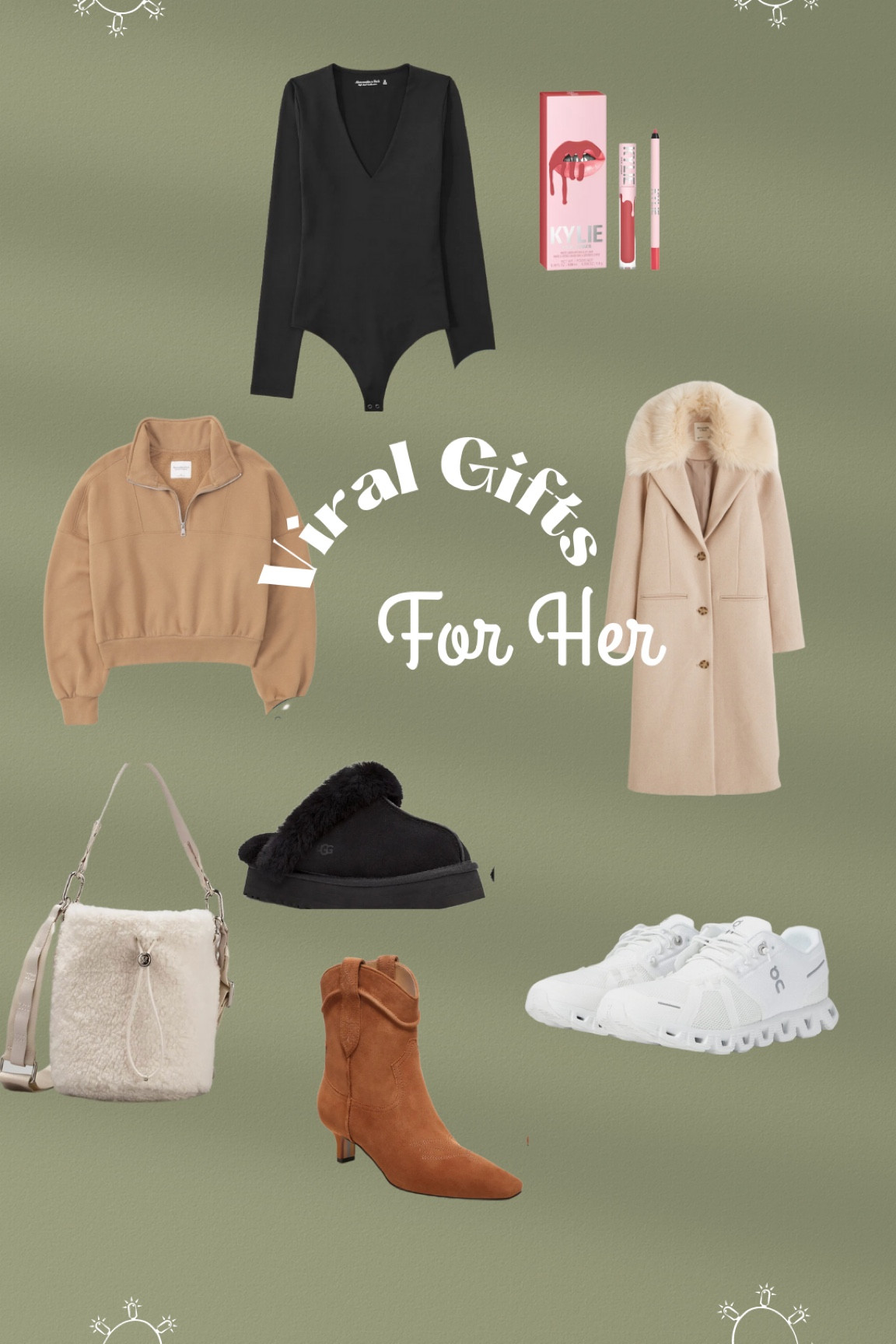 Viral gifts for her//on running shoes//Ugg slippers//Abercrombie wool coat//Lululemon bucket bag//Abercrombie bodysuit

#LTKitbag #LTKGiftGuide #LTKshoecrush