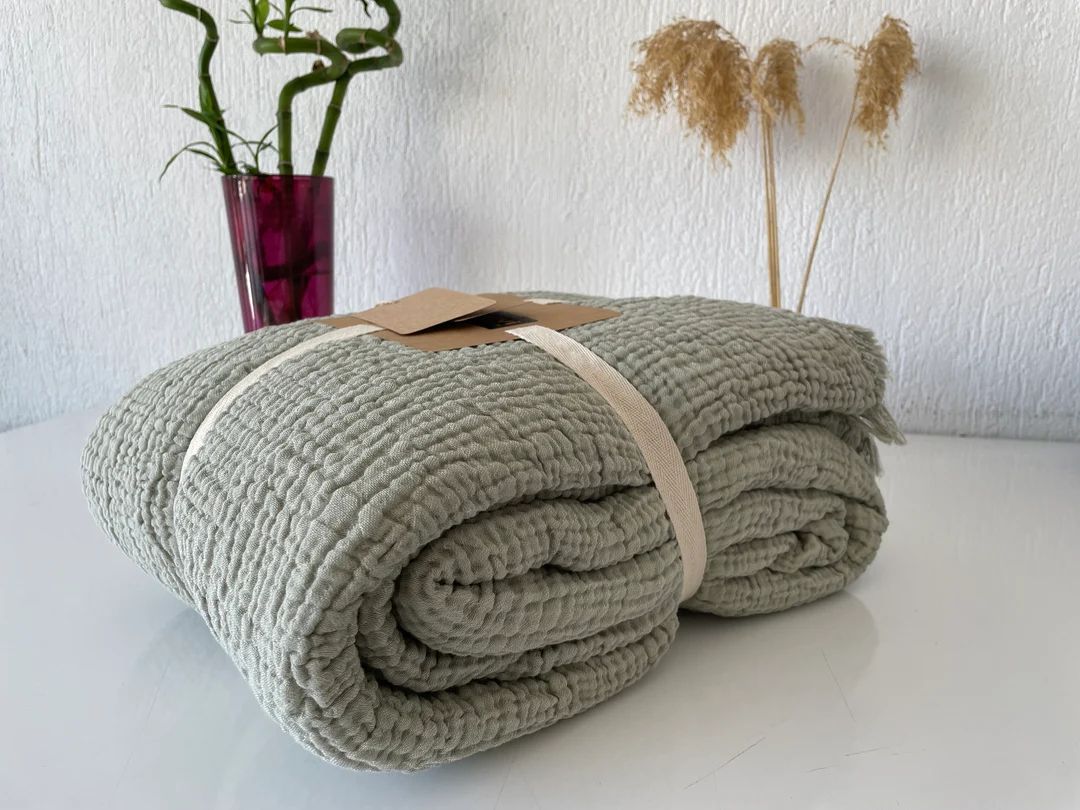 Muslin Bedspread 100% Cotton Muslin Throw Blanket 4 Layers - Etsy Canada | Etsy (CAD)