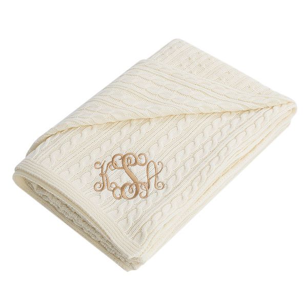 Monogrammed Cable Knit Throw | Marleylilly