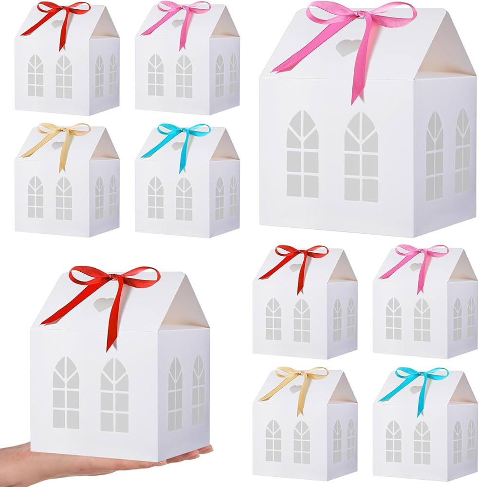 Engrowtic 25 Sets Medium House Shaped Gift Boxes with Ribbons House Shaped Paper Bakery Packaging... | Amazon (US)