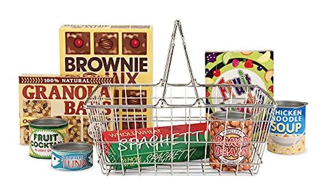 Melissa & Doug Grocery Basket - Pretend Play Toy With Heavy Gauge Steel Construction | Amazon (US)