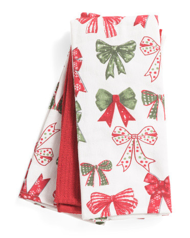 3pc Bow Kitchen Towels | TJ Maxx