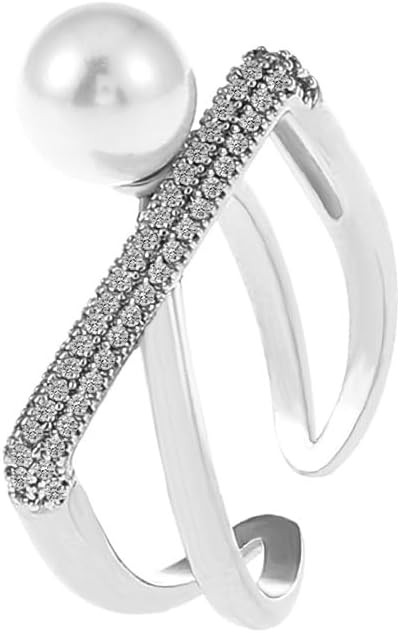 CZ Shell Pearl Statement Ring for Women Pearls Cubic Zirconia Cross Open Band Promise Rings Comfo... | Amazon (US)