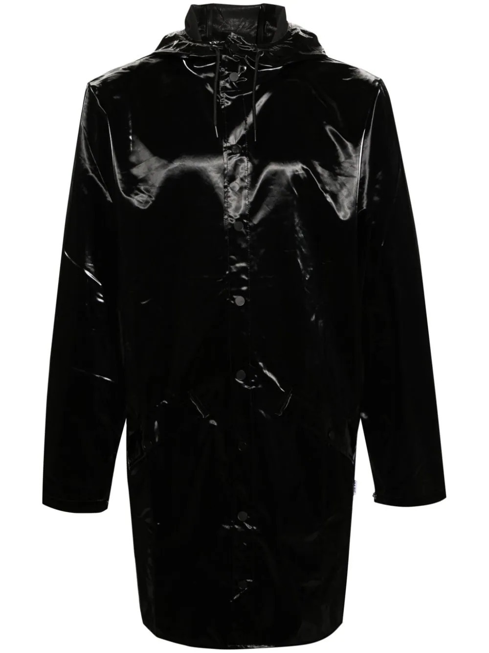 Rains coated hooded parka coat - Black | Farfetch Global