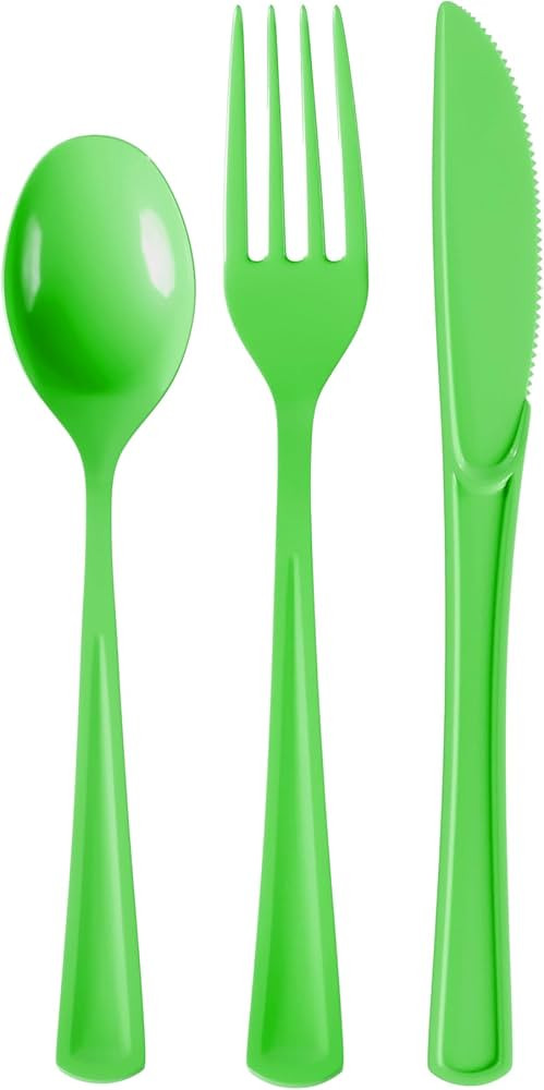 Exquisite 150 Pack Lime Green Plastic Utensils Heavy Duty Cutlery Set 50 Plastic Forks 50 Plastic... | Amazon (US)