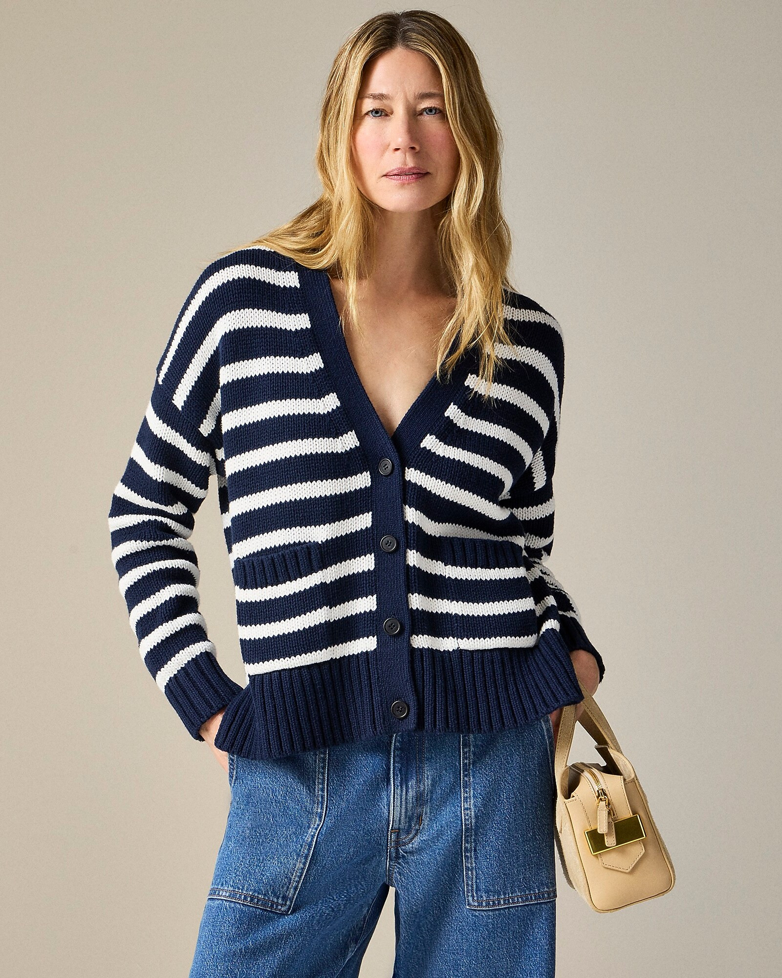 Heritage cotton relaxed cardigan in stripe | J. Crew US