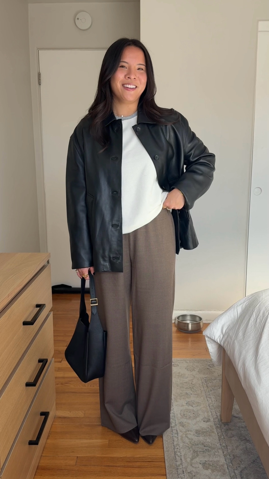 Jacket: size medium
Top: size large
Pants: size 4P