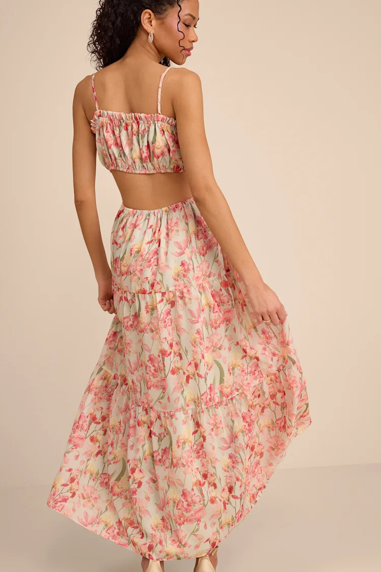 Keiko Sage Multi Floral Tiered Maxi Dress | Lulus