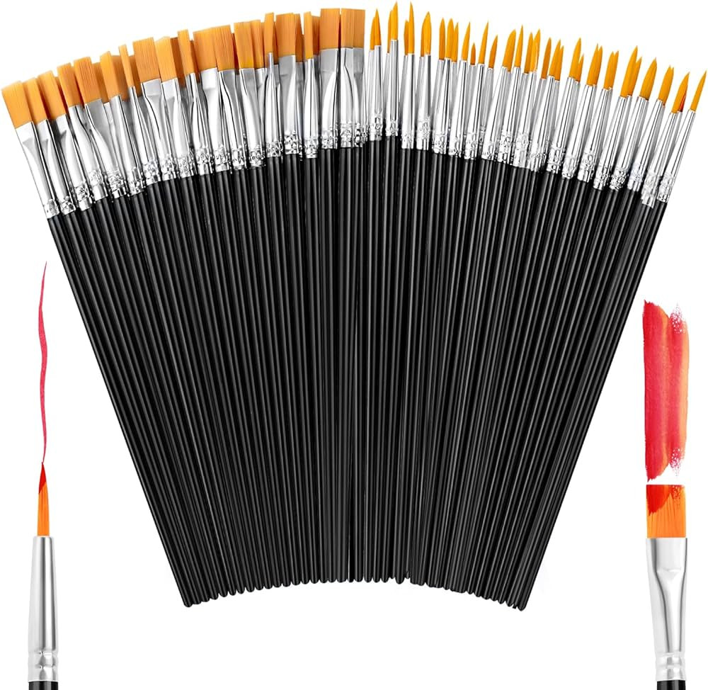 AROIC Small Paint Brushes Bulk,80 Pcs Nylon Hair Paint Brushes Flat Tip Round Acrylic Paint Brush... | Amazon (US)