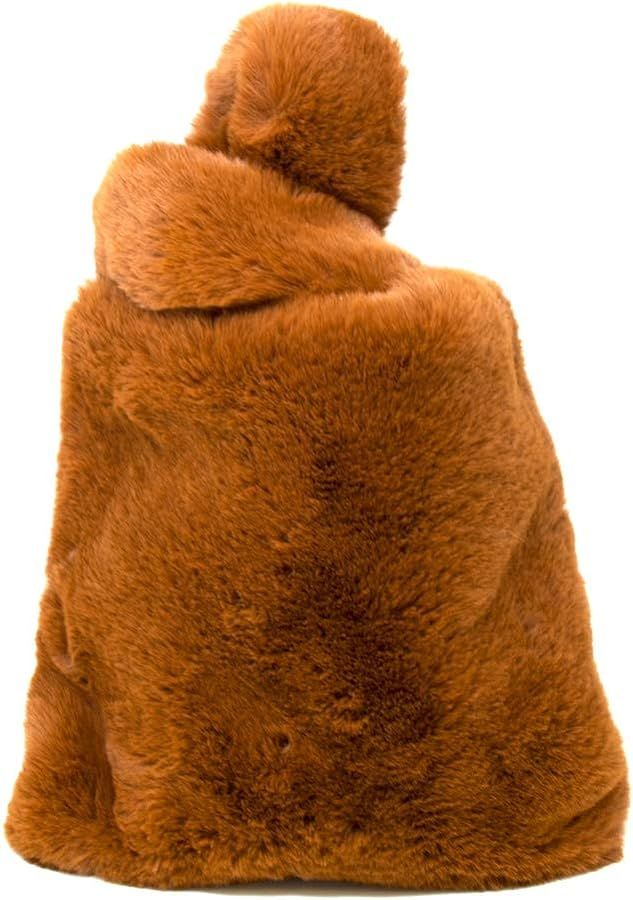 Soft Faux Fur Pull Through Strap Slouchy Wrist Fashion Tote Bag | Amazon (US)