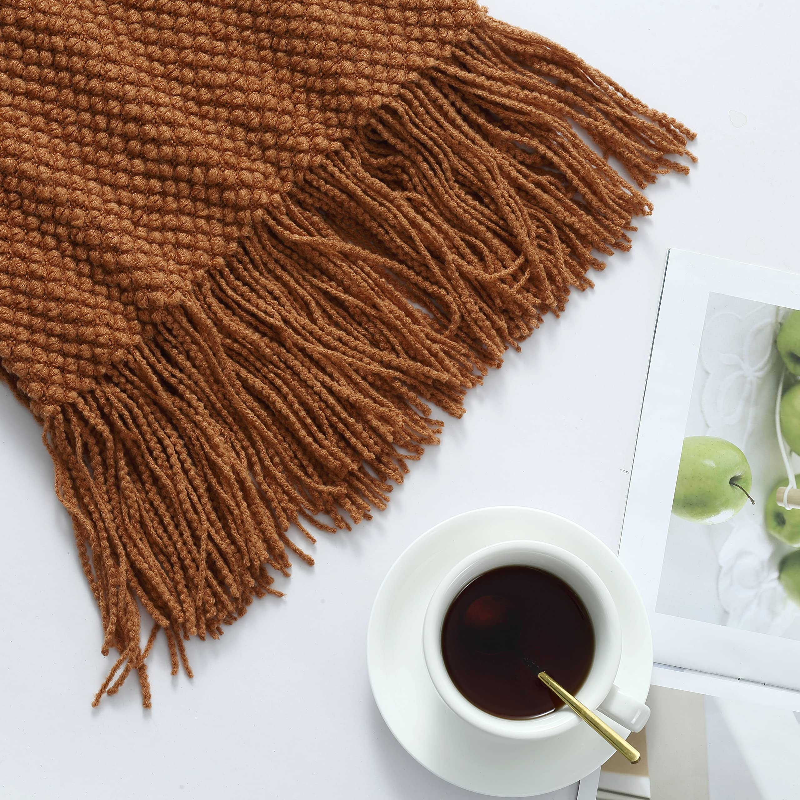 CREVENT Knit Throw Blanket 50''X60'' Caramel | Amazon (US)