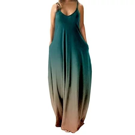 Capreze Women Summer Beach Sundress Sleeveless Slip Dress Spaghetti Straps Long Maxi Dresses Tank V  | Walmart (US)