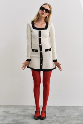 English Factory Square-Neck Contrast Dress | Anthropologie (US)