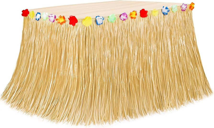 Luau Party Decorations, Gold 1PCS Hawaiian Themed Table Skirt Party Decorations, Flower 108 X 29.... | Amazon (US)