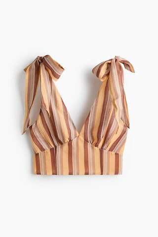 H & M - Tie-Strap Crop Top - Beige | H&M (US + CA)