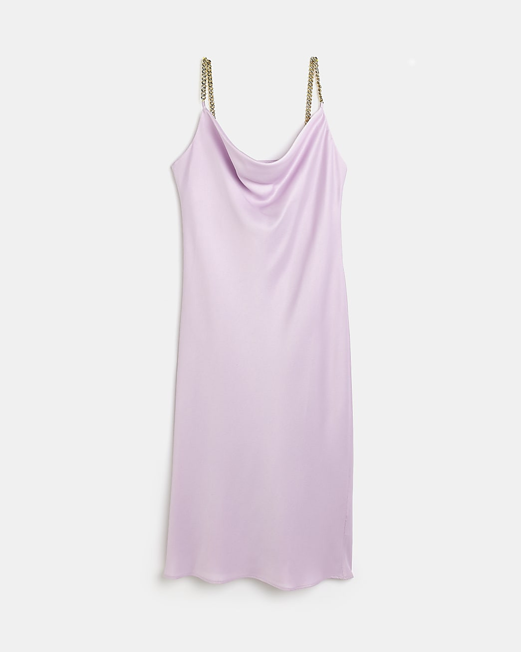 Purple satin chain strap slip midi dress | River Island (UK & IE)