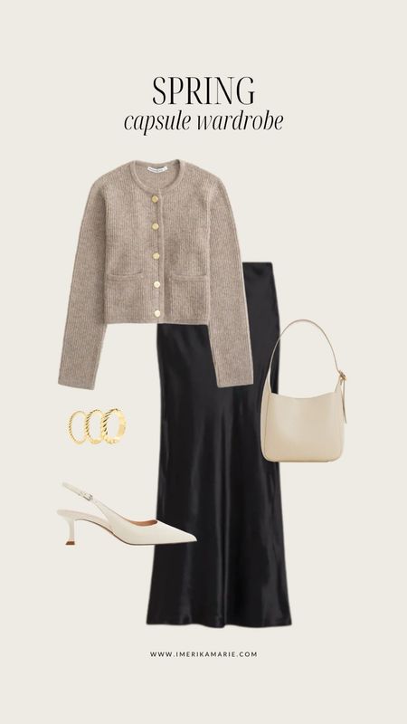 Spring Capsule Wardrobe. Spring outfit. Maxi skirt. Cardigan. Kitten heels. Shoulder bag. Rings from Modern Gents [Use Code: IMERIKAMARIE25]

#LTKSeasonal #LTKstyletip #LTKfindsunder100