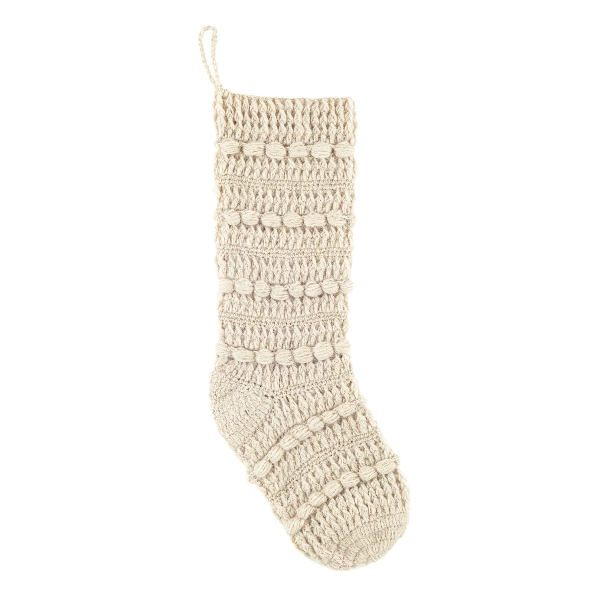 Ivory Wool Knit Stocking | Annie Selke