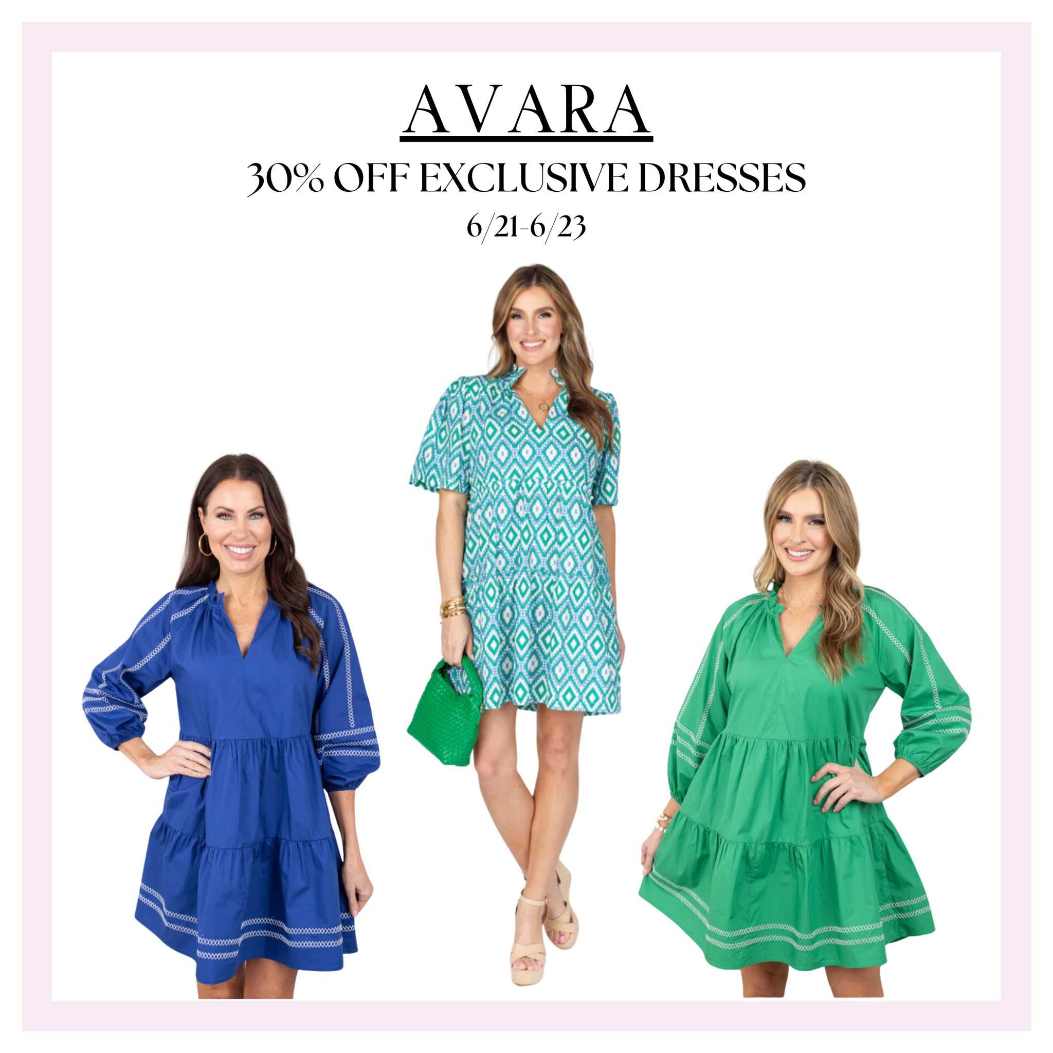 Hey ladies! 🎉 I'm beyond excited to share that one of my favorite online boutiques, Avara, is running an amazing sale on their Exclusive Dresses Collection. From maxi to midi to mini, there’s a fabulous find for everyone. 

Swipe through to see some of my favorite picks—think vibrant colors and chic patterns perfect for any occasion. Whether you're heading to a summer wedding, party, dinner, or you just love dressing up on the weekends, these dresses have got you covered. 

💖 Enjoy 30% OFF from today, 6/21, until Sunday, 6/23! Don't miss out on these stunning pieces. Happy shopping, lovelies! 

#AvaraExclusive #DressObsessed #SummerSale #FashionOver50 #StyleInspiration #WardrobeEssentials #DiscountDelight#getyourcolonoscopy #grateful #colonoscopyawareness #outfitinspo #styletips #style #fashionlifestyle #fashionover50 #fashiondeals 

#LTKSaleAlert #LTKSummerSales #LTKStyleTip