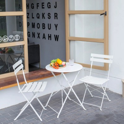 2-Piece White Round Metal Patio Set – Ideal for Small Patio Breakfast & Chats | Target